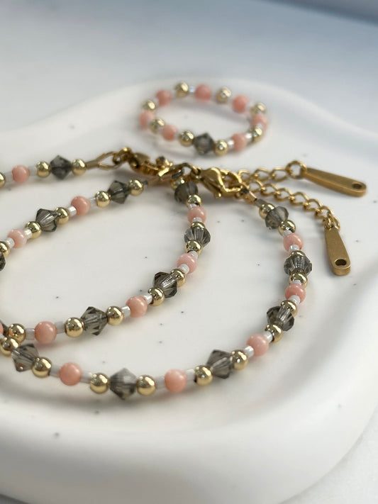 Dainty Coral Mix Bracelets (Gold Filled Beads)